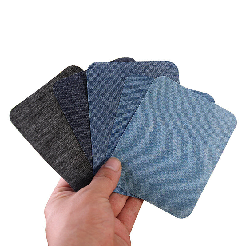 5 kolory tkaniny żelazko na plastry aplikacje (z klejem z powrotem) łatki na łokcie naprawa spodnie dla Jean odzież i spodnie dżinsowe odzież