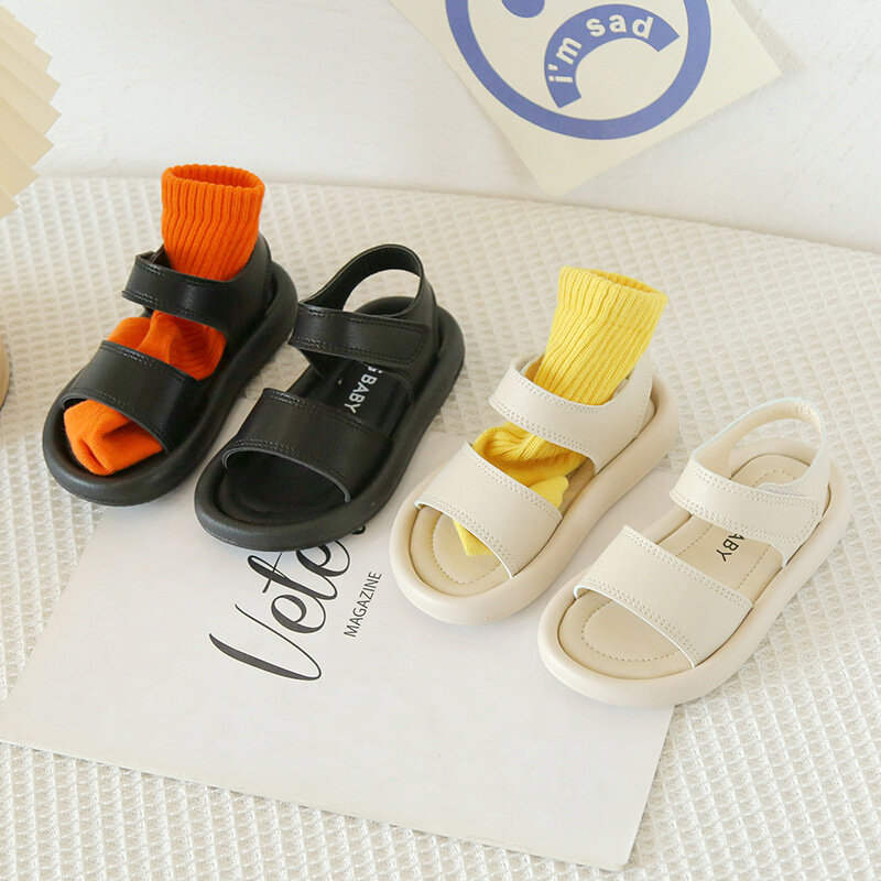 Детские сандалии для мальчиков и девочек, пляжные сандалии унисекс для малышей и маленьких детей, летняя обувь, простой стиль, Классические мягкие 21-30