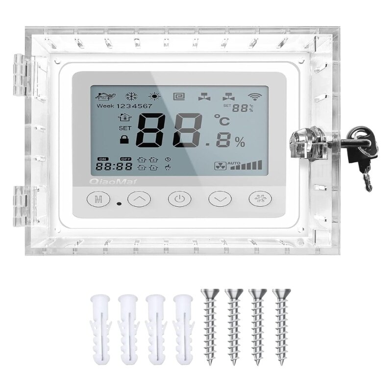 Caixa de bloqueio de termostato universal acrílico com chave transparente grande caixa protetora de termostato com trava para