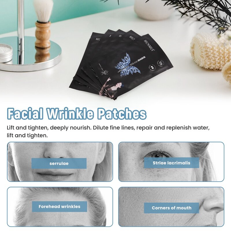 HUNMUI 5 paia di pieghe nasolabiali Patch idratante rassodante cura del viso cerotti antirughe per il viso Patch antirughe modello legge