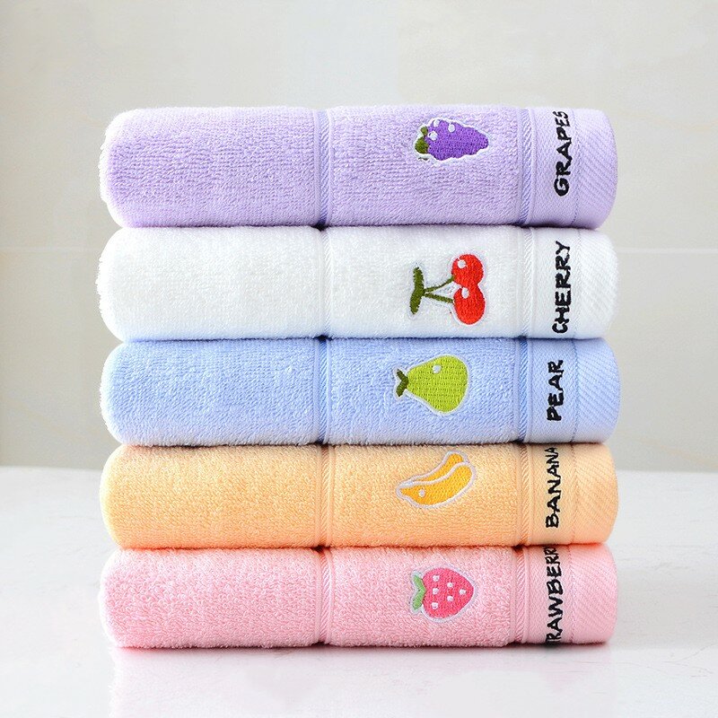 Toalha de banho de algodão macio, Cartoon Fruit Face Towel, Toalha absorvente para crianças e crianças recém-nascidas, 50x25cm