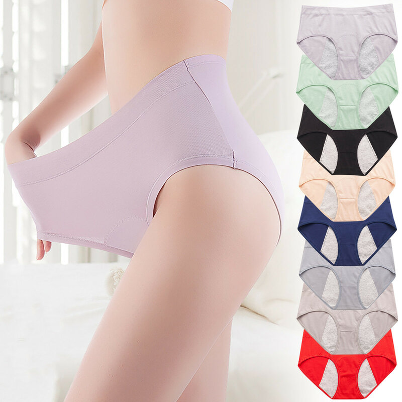 Majtki menstruacyjne damskie ochrona bawełniane majtki oddychające majtki o średnim stanie menstruacyjne jednolity kolor w pełni zakrywający majtki