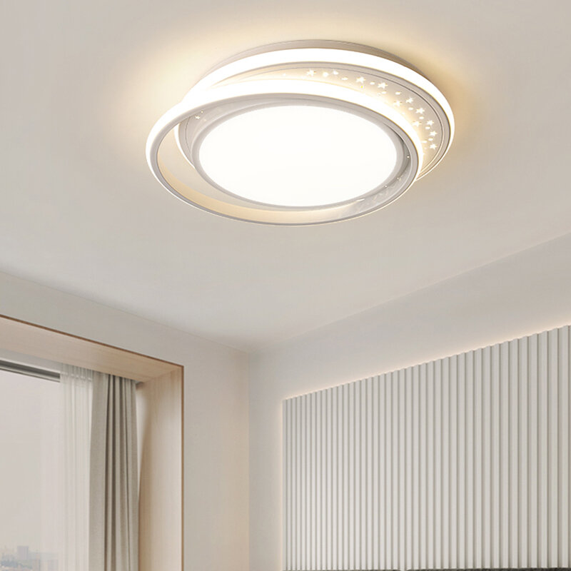 Lámpara de araña Led acrílica moderna, accesorio de iluminación interior, circular, para sala de estar, comedor, dormitorio, luces blancas y negras