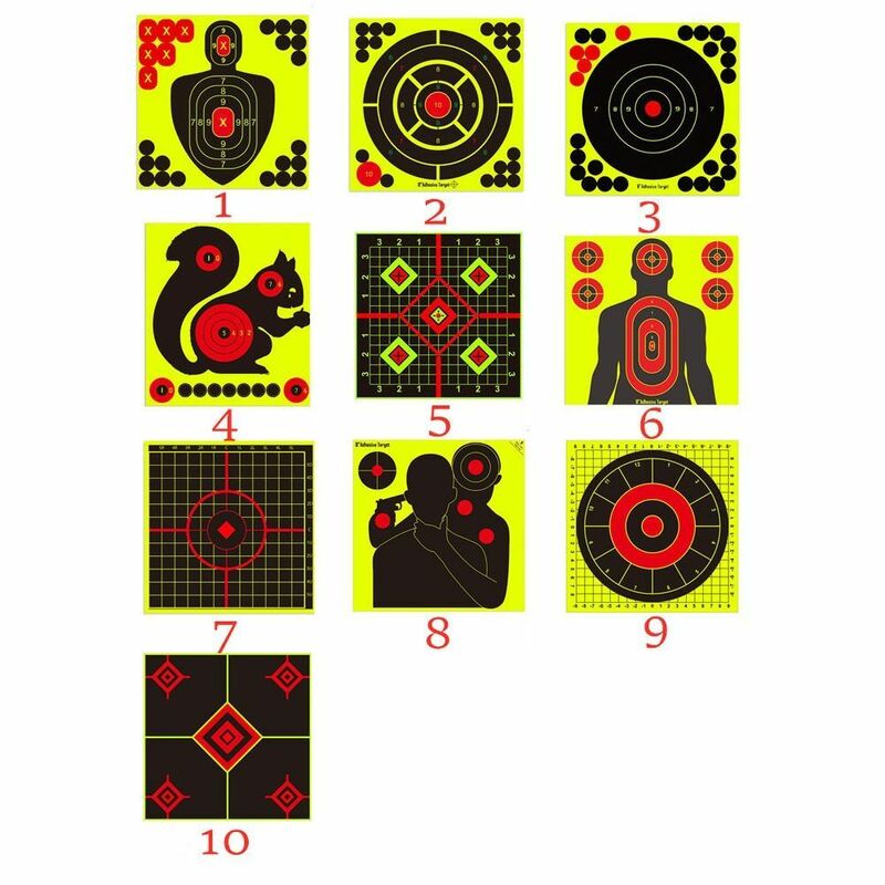 5 pezzi di carte bersaglio autoadesive pratica Splatter reattivo fucile bersaglio Ar-chery caccia tiro allenamento Sticker bersaglio