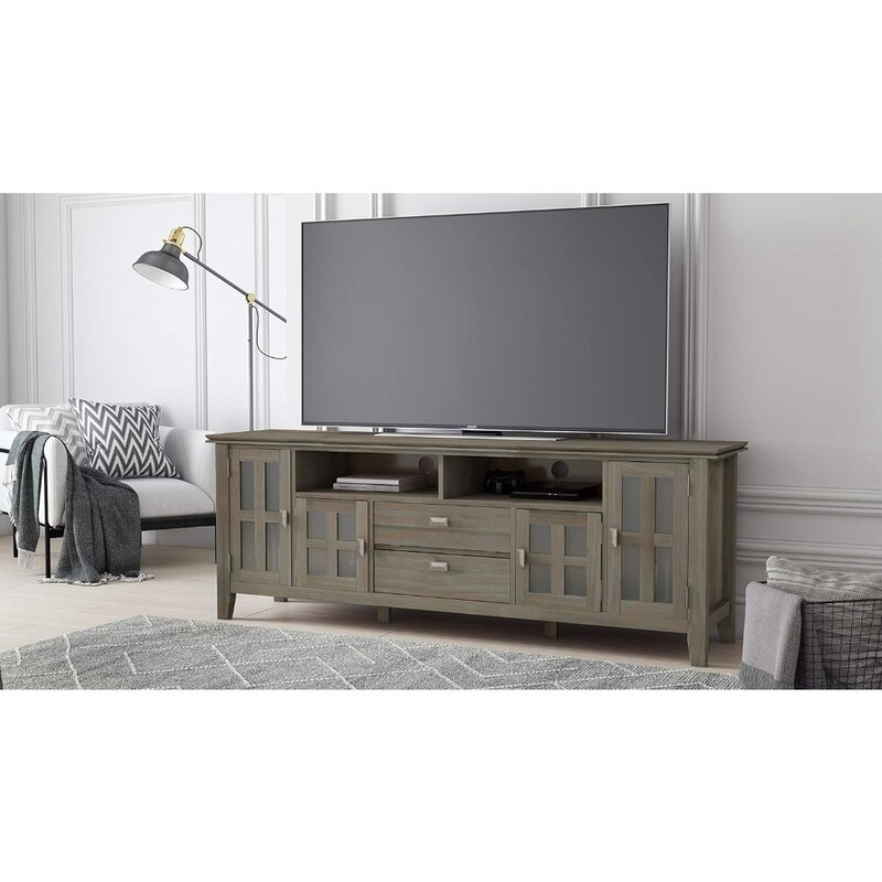 Artisan SOLID WOOD Universal TV Media Stand, 72 inch Wide, Transitional, Living Room Entertainment Center, Storage Cabinet