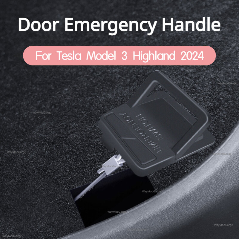 Deur Noodgreep Voor Tesla Model 3 Highland 2024 Achterdeur Fysiek Mechanisch Deurslot Ontgrendeling Trekknop Nieuw Model3 +