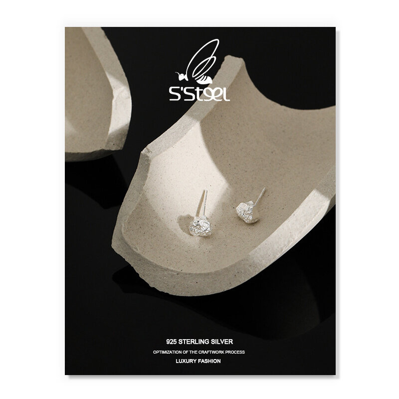 S'STEEL Trendy Stud kolczyk 925 srebro kolczyki damskie koreańska markowa minimalistyczny geometryczny kolczyki Fine jewelry