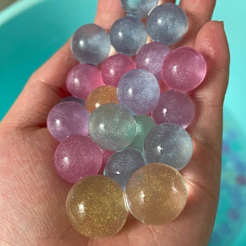 Bolas de hidrogel con purpurina para niños, 300/500 piezas, bolas de hidrogel para el suelo, barro de cristal, juguetes para crecer en el agua, decoración de bolas de agua