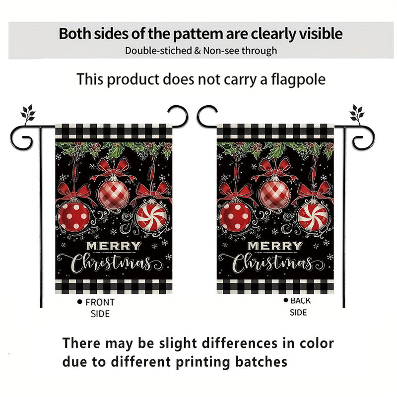 1pc Snowman elk bell pattern flag, Christmas double-sided printed garden flag, farm yard decoration, excluding flagpoles