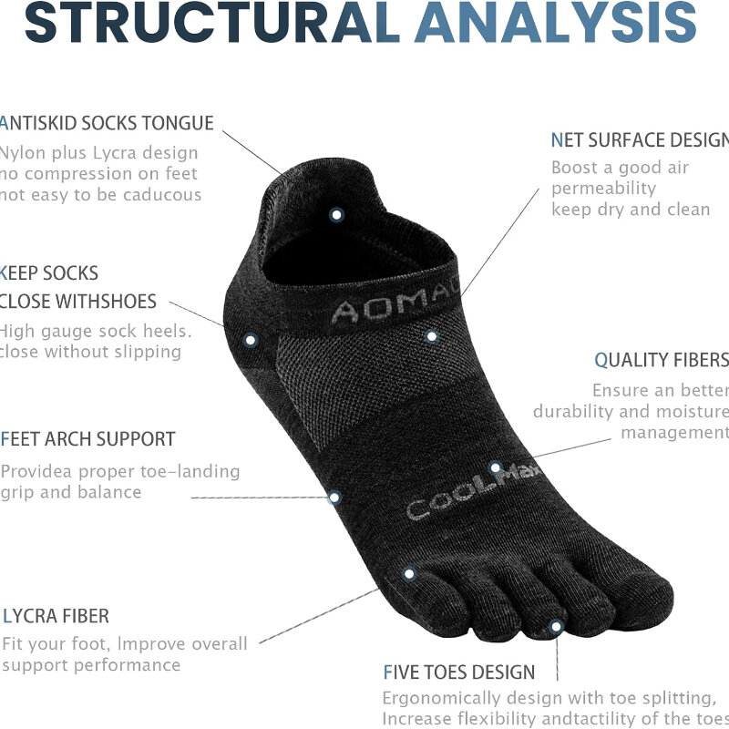 Toe Socks for Men and Women Athletic Running Coolmax Five Finger Ankle/Quarter Socks Breathable Quick dry Lightweight, 3 Pairs