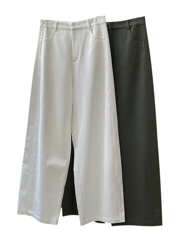 Брюки LANMREM женские с завышенной талией, повседневные свободные однотонные прямые штаны с широкими штанинами, уличная одежда, весна 2024