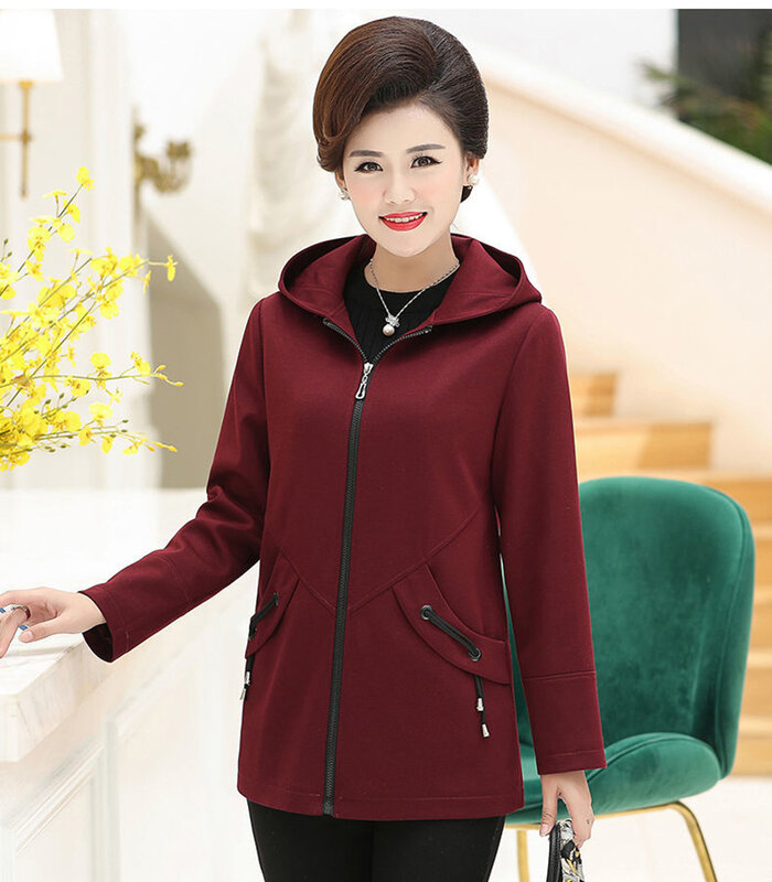Mother Wear Jacket 2024 New Middle-Aged Elderly Coat Women's Windbreaker Spring Autumn Outerwear Tops 5XL Female Coats
