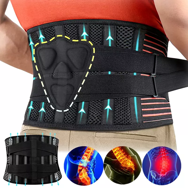 Breathable Waist Support Back Brace Lower Back Pain Lumbar Support for Men Women Relief Sciatica, Herniated Disc, Heavy Lifting