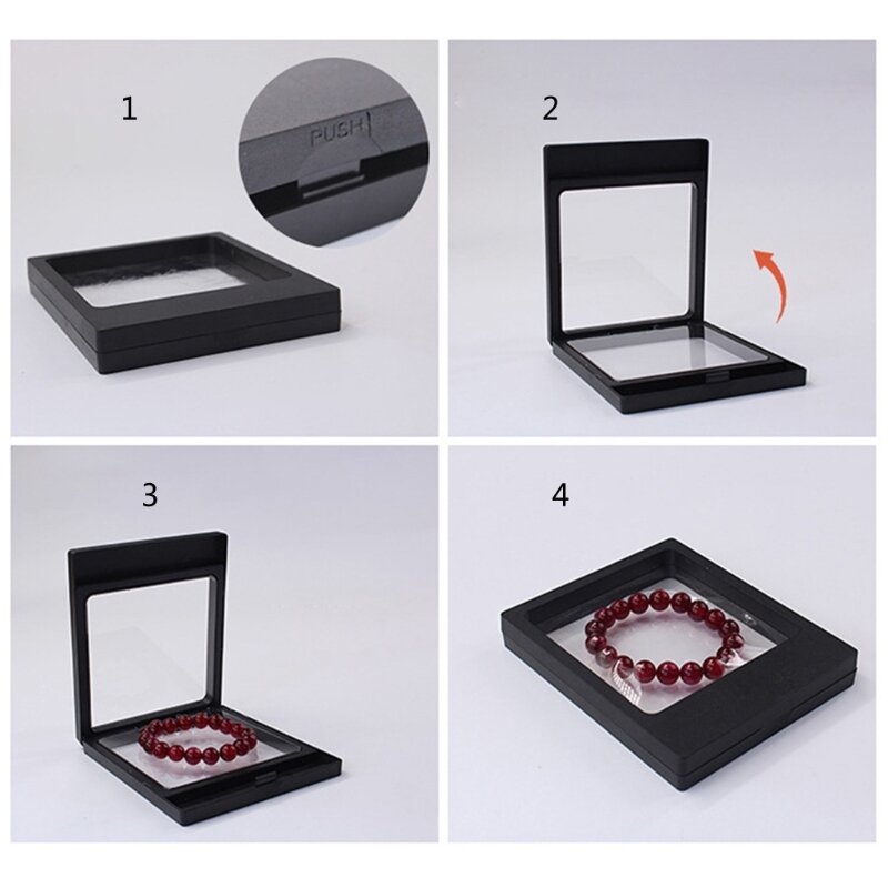 Membrane Frame Necklace Earrings Display Holder Stones Coin Floating Stand Box K3ND