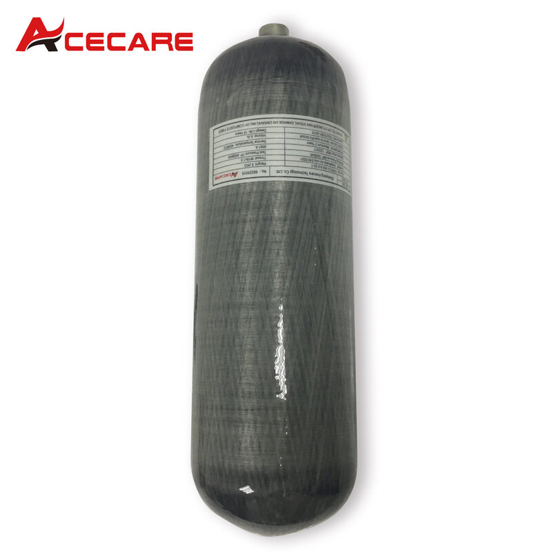 Acecare silinder selam serat karbon 9L, 30Mpa 300Bar 4500Psi tangki Scuba HPA untuk SCBA menyelam keselamatan api