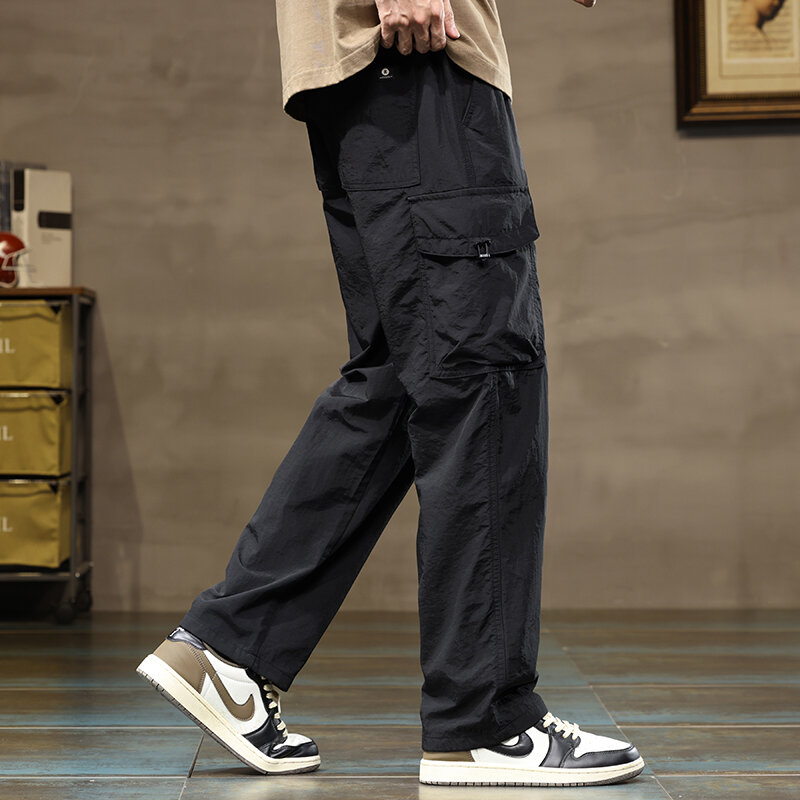 Spring New Men Outdoors Charge Pants American Style Leisure Display Height Appear Thin Loose Casual Comfortable Trousers