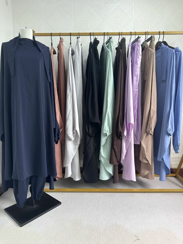 Ensemble de pantalons tiens imar pour femmes, robe de prière, caftan musulman, abayas, robe de Ramadan, vêtements islamiques, couverture complète, 2 pièces
