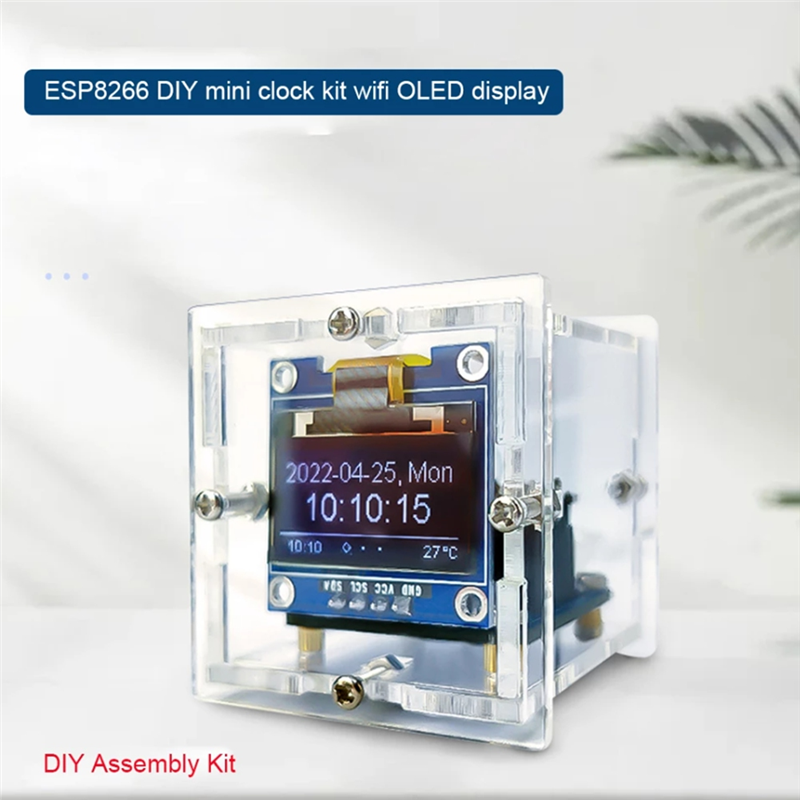 DIY電子ミニ時計キット、oledディスプレイ、シェル付き接続、溶接プロジェクト、esp8266