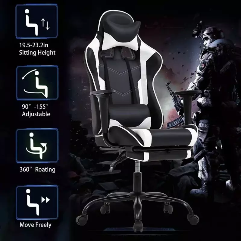 Cadeira ergonômica de escritório para computador, couro executivo PU, suporte lombar, cadeira giratória para jogos de PC, novo, 2022, 2023