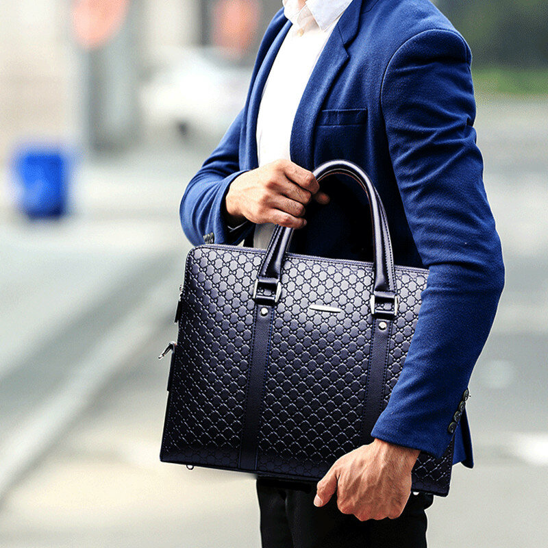 Genuine Leather Men Executive Briefcase Large Capacity Zipper Handbag Office Shoulder Messenger Bag Business Male Laptop Bag