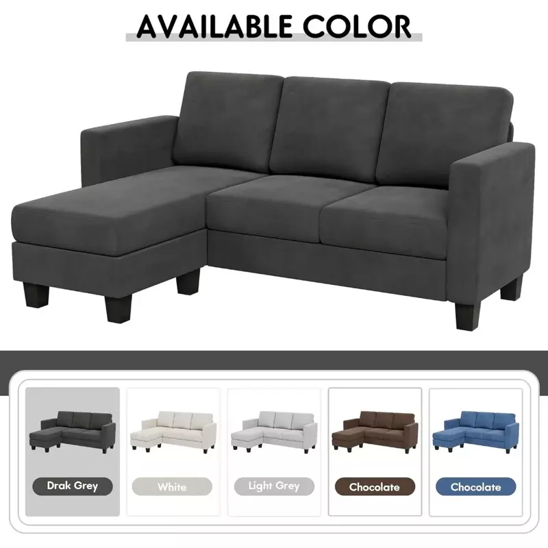 Sofá Convertible seccional en forma de L, asiento suave con tela de lino moderna, sofás que ahorran espacio para sala de estar, apartamento, 70 pulgadas