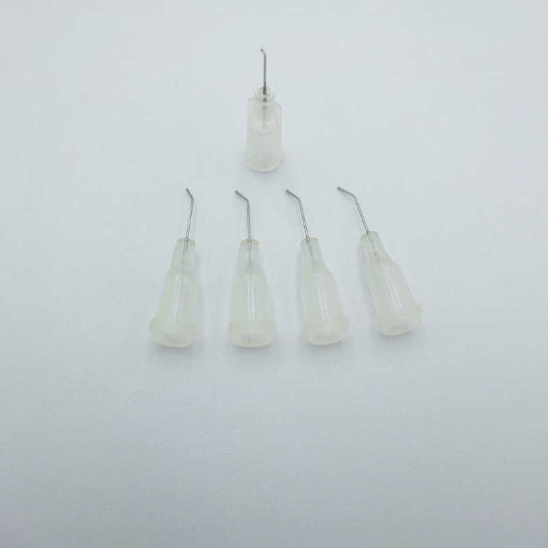 Glue Dispensing Needle, Dispensar Dica, Agulha sem corte, 50pk 27 calibre, 45degre-prebent, 1/2 polegada