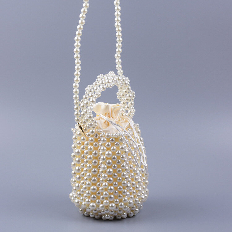 Handgemachte Perlen Gewebt Runde Armband Tasche 2022 Neue Farbe Perle Tasche Mode Messenger Schulter Handtasche Weibliche Designer Handtasche