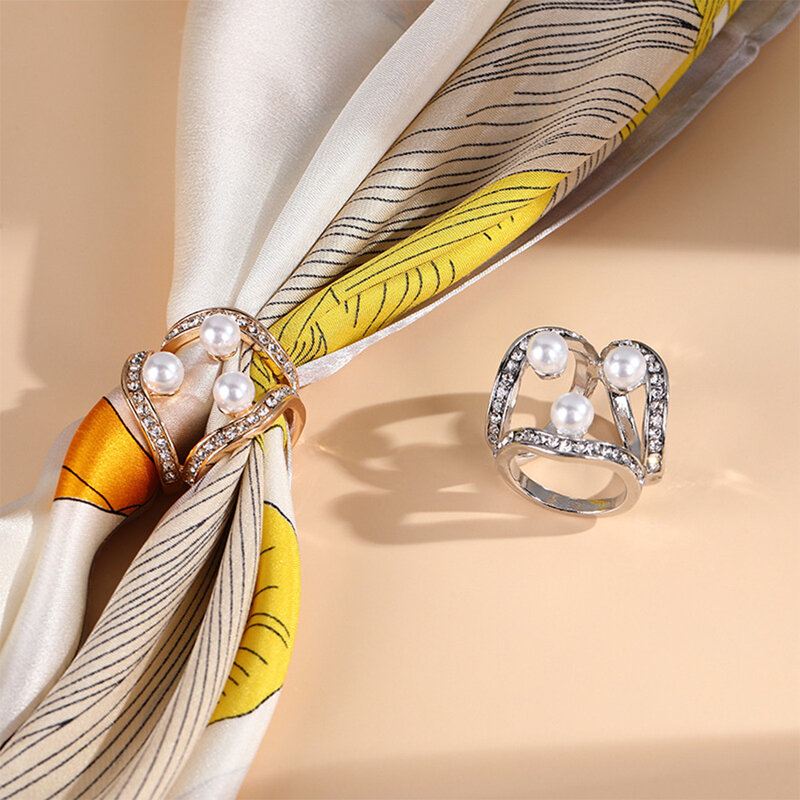 Rhinestone Silk Scarf Ring Clip Trendy Shawl Buckle Brooch Fashion Female Scarves Fastener Female Fixed Buckles