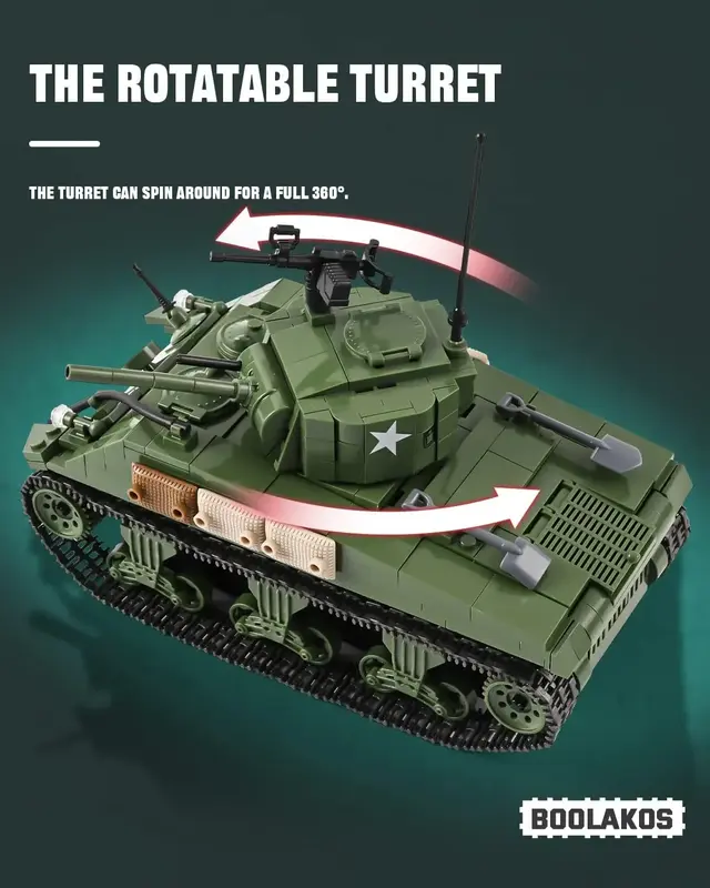 Militar Tanque Médio Blocos de Construção Exército Modelo Kit, Conjunto de Construção, Brinquedos Presentes para Adolescentes e Adultos, WW2 Sherman M4A1, 726Pcs