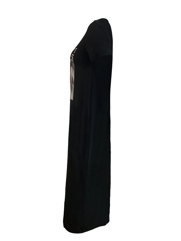 Платье-Макси женское с круглым вырезом и коротким рукавом
