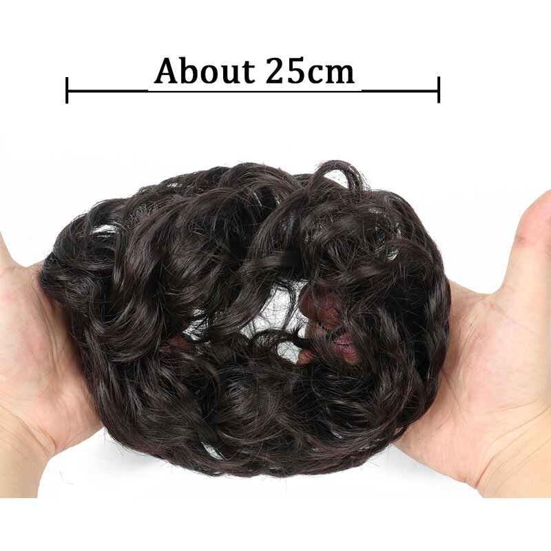 Fashion Synthetic Chignon With Rubber Band Brown Blonde Women Curly Chignon Hair Clip In Hairpiece Bun Drawstring