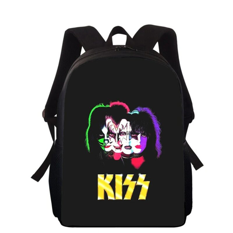Kiss Band-mochila con estampado 3D de 16 pulgadas para niños y niñas, morral escolar para libros