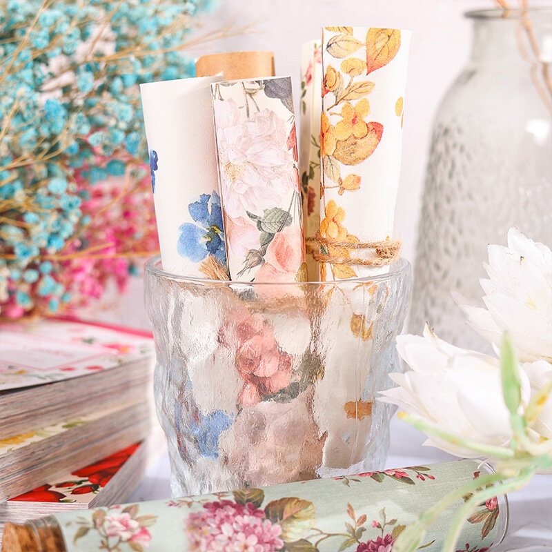 MOHAMM 100 arkuszy kreatywny Retro z roślinami i kwiatami papierowy materiał do scrapbookingu DIY ozdobny kolaż do dziennika