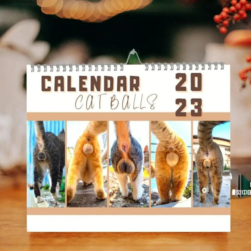 Katzen Buttholes Kalender Innovative Dekorative Monatliche Seiten 2023 Täglichen Zeitplan Hängen Kalender für Hause