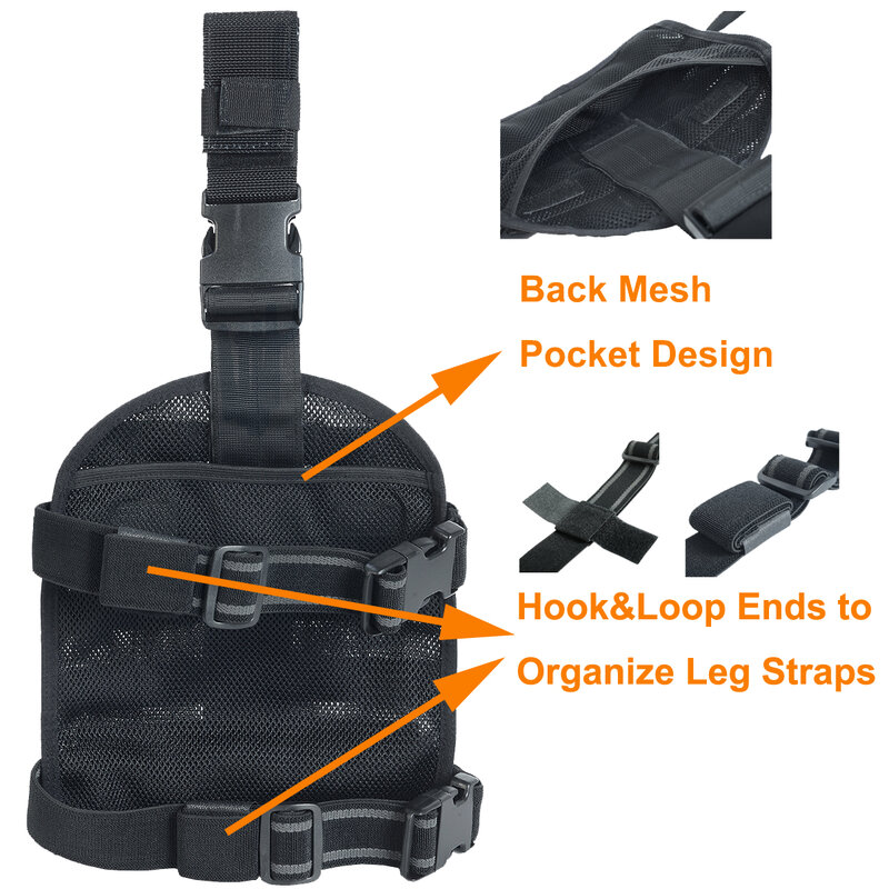 TAFTACFR Tactical Heavy Duty Mesh MOLLE Drop Leg Platform pannello universale con cintura regolabile e cinghie per coscia