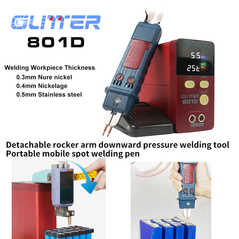 GLITTER 801D Faraday Capacity Spot Welding machine 12KW Battery welder Spot Welder 0.2mm Pure Nickel welding 0.1-0.35mm 1800A