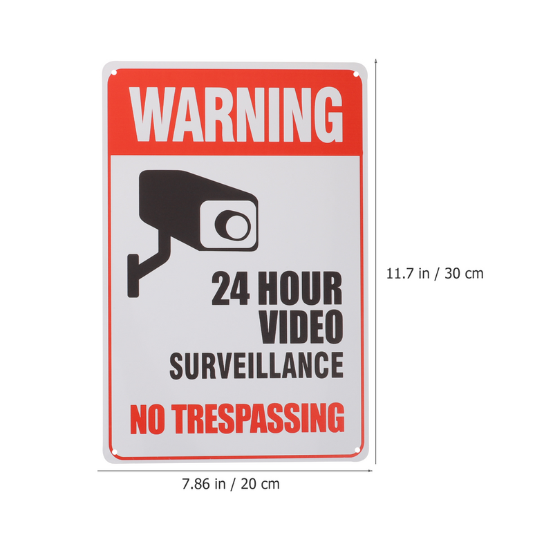 2 Pcs Cctv Recording Signs Reflective 24 Hour for Home Signs Warning Caution