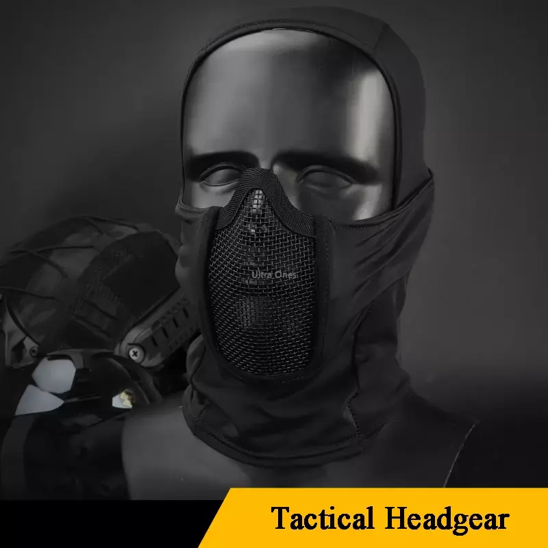 Taktyczna pełna twarz siatka stalowa maska polowanie Airsoft maska do paintballa nakrycia głowy gra CS motocykl strzelanie kolarstwo maski ochronne