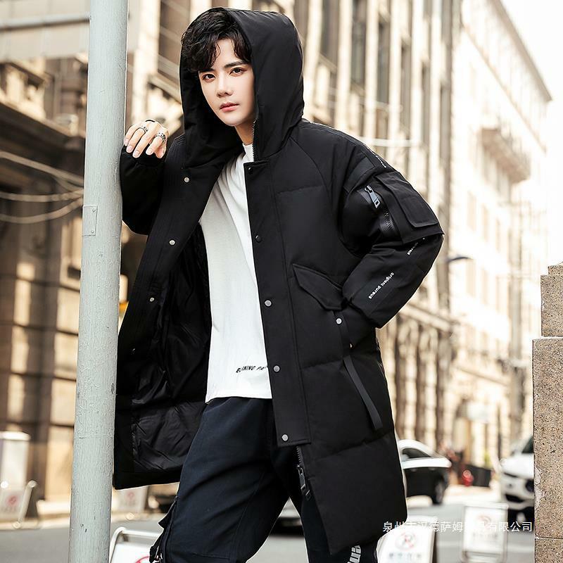 Outdoor Parkas -30 Degrees Winter Men Hooded Puffer Jacket Couple Coat Thick Warm Duck Down Jackets Fashion Mid-Length Overcoat