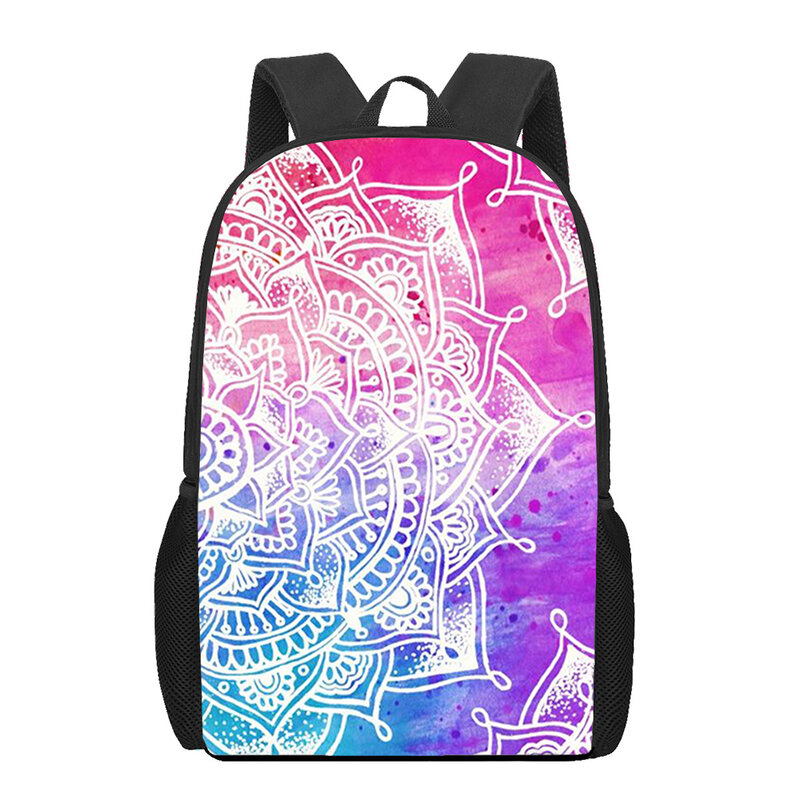 Рюкзак мужской 16 дюймов с 3D-принтом, ранец с цветами Мандала для подростков, детских садов