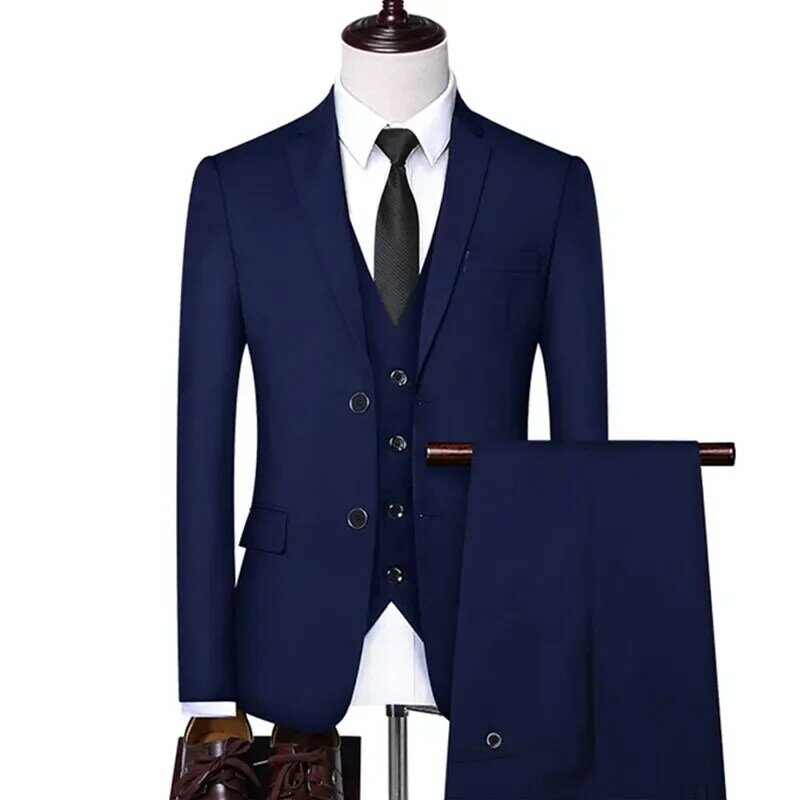 Männer formelle Geschäfts hochzeit 3 Stück Anzug Set Mantel Kleid/männlich Blazer Jacke Hosen Weste Hosen Kleid Weste