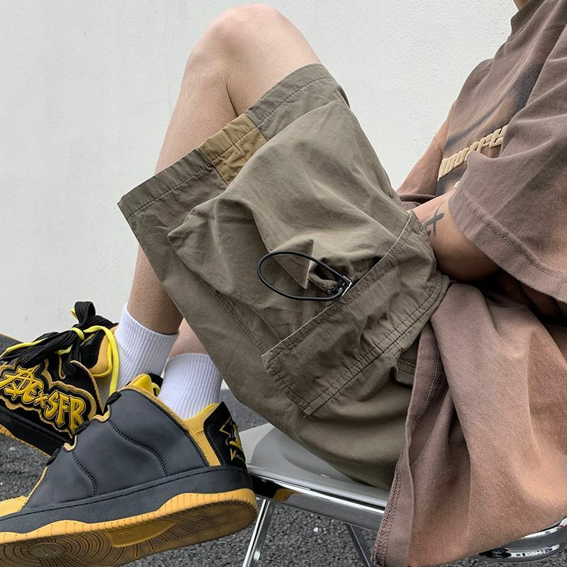 Pantalones cortos de estilo coreano para hombre, ropa deportiva de playa, informal, funcional, estilo hip hop, Y2K, marca de moda