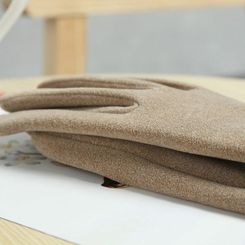 ถุงมือขนแกะสไตล์เกาหลีของผู้หญิงถุงมืออุ่นถุงมือป้องกันความเย็นอุปกรณ์เสริมสำหรับฤดูหนาวสีพื้น