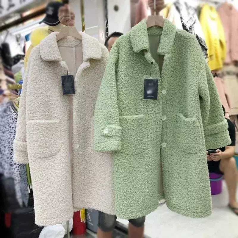 2022 Women's Winter Imitation Lamb Down Jacket Women Coat Fur Coat Winter Fur Coat Woman Made Fur Coat Oversized Fluffy Coat