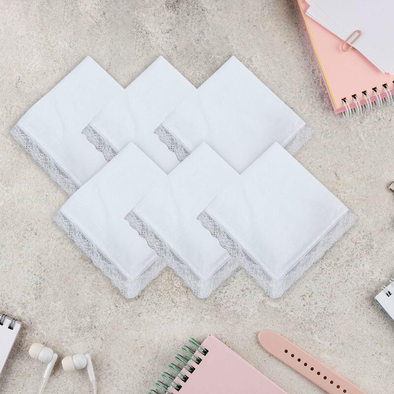 6 pezzi fazzoletti bianchi in puro cotone artigianato fai da te ha bisogno di fazzoletti quadrati tascabili lavabili per bambini uomo Unisex Lady Celebration