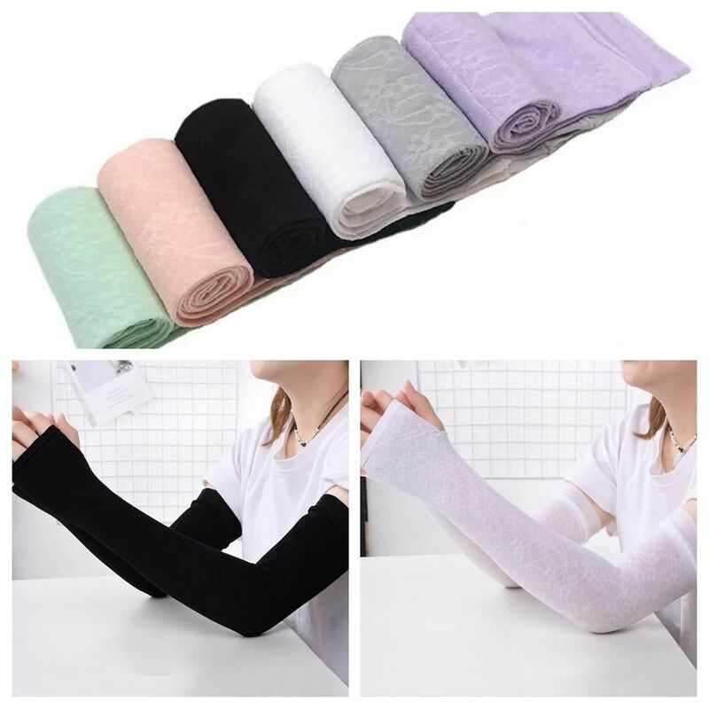 Thin Ice Sleeves Sun Protection Lace Sleeves Arm Protectors Cycling Running Gloves for Thin Loose Breathable