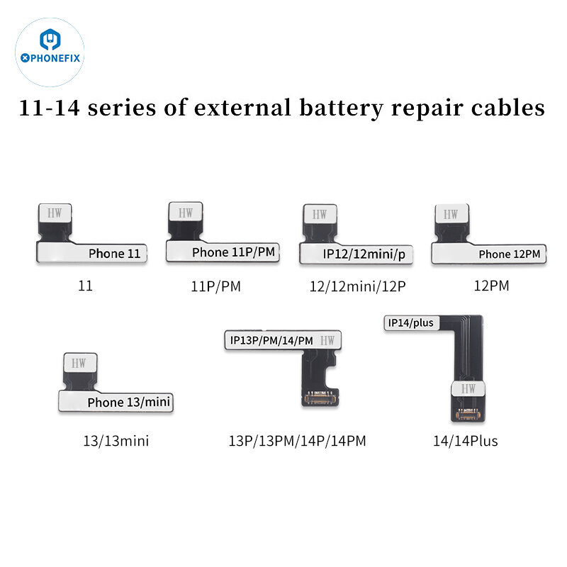 Etiqueta batería preprogramada cable flexible Reparación externa FPC para iPhone 11-14 Calibración datos estado batería sin programación Mensaje error batería emergente Capacidad predeterminada 100% Reparación 0 ciclos