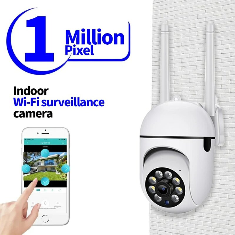1MP WiFi Camera 2.4G Security Surveillance PTZ IR Night Vision Motion Detection Home Security Camera with 2 Antennas for Child
