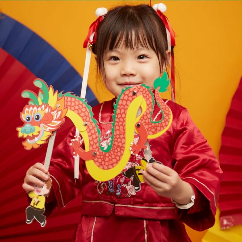 Dragão de Ano Novo Chinês Artesanal, Dragão Delicado DIY, Pacote de Material, Papel Criativo Educacional, Presente Recorte
