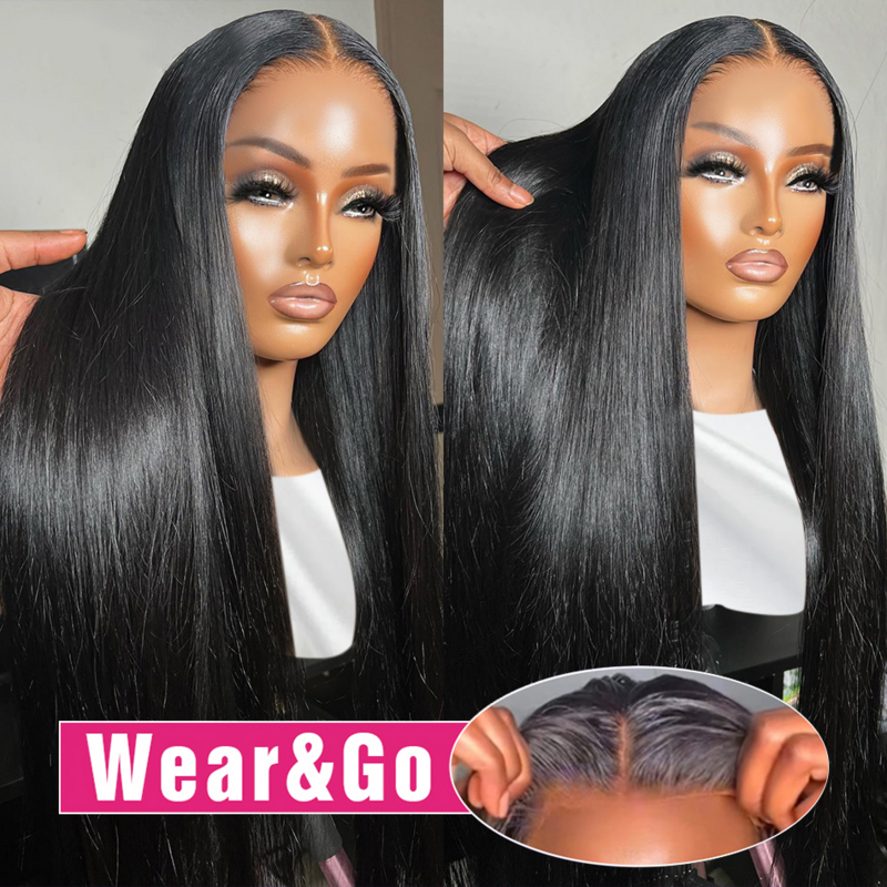 Pre Cut No Glue 13x6 Bone Straight Glueless Wig Human Hair Ready To Wear Brazilian Lace Front Closure Wigs For Women Preplucked